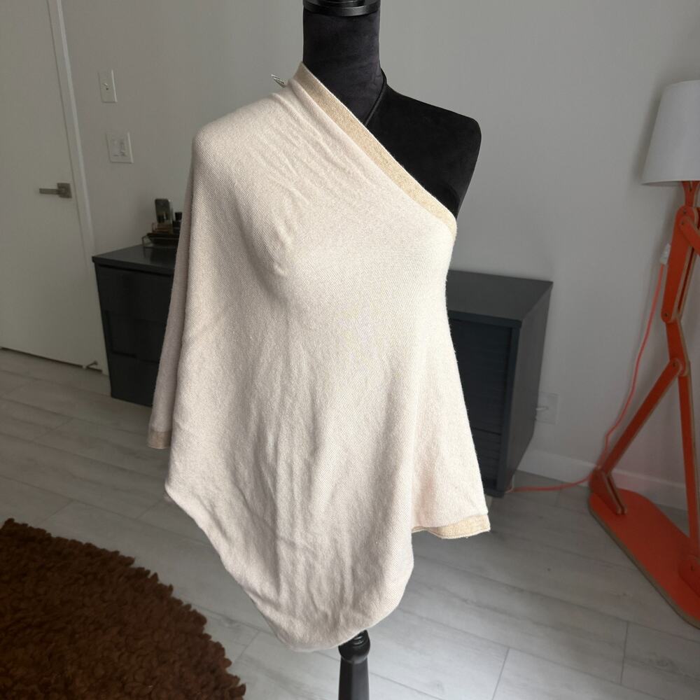 Cerretelli Firenze Poncho Cream Tan Wool Cashmere Blend One Size